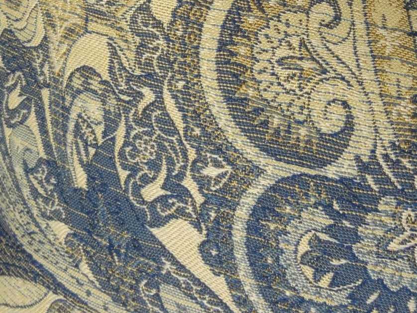 Myrtle Navy Blue and Taupe Handmade Luxury Pillow, 18"x18"