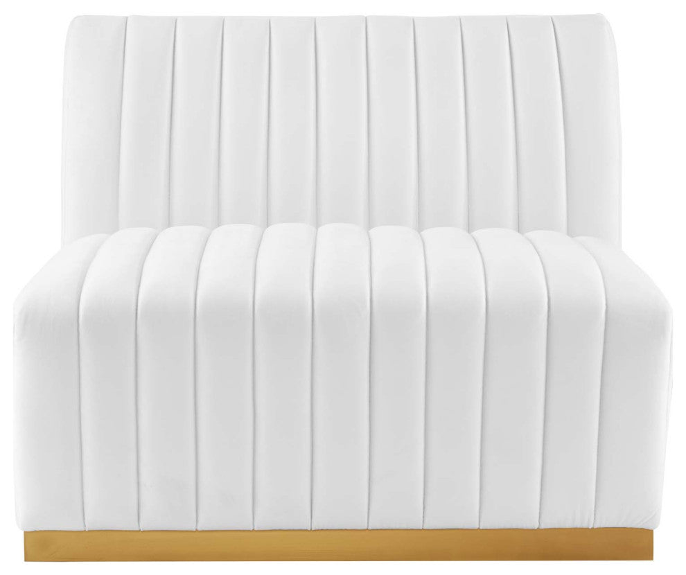 Conjure Channel Tufted Performance Velvet 4-Piece Sectional, Gold White
