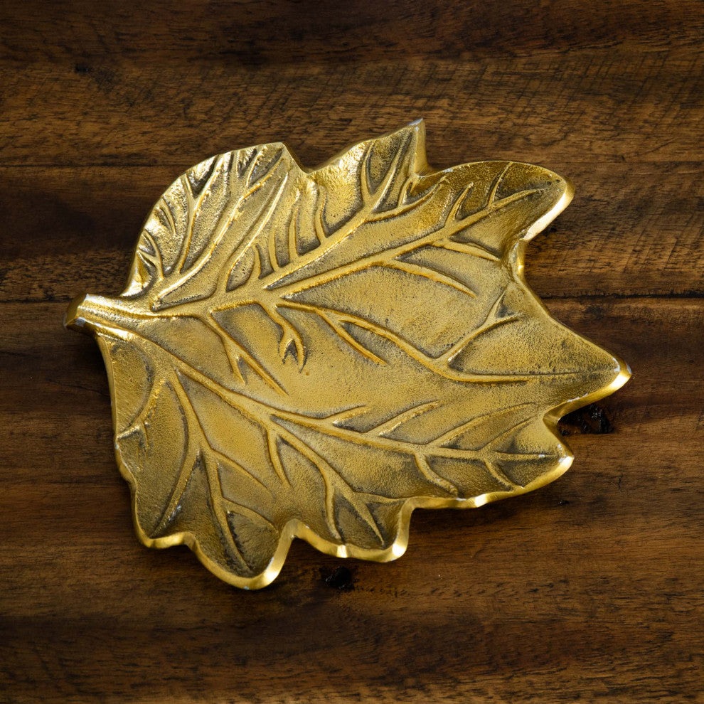 10in. Gold Tree of Life Leaf Decorative Accent Tray