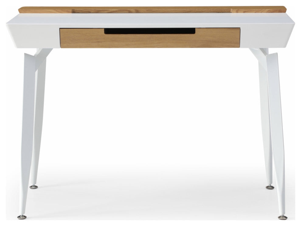 Loft Lyfe Arwen Desk, 3 Storage Drawers, Extra Storage on Top, White/Natural