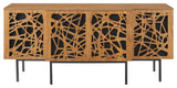 Console Entry Table Sideboard, Rectangular, Wood, Metal, Brown Walnut, Modern
