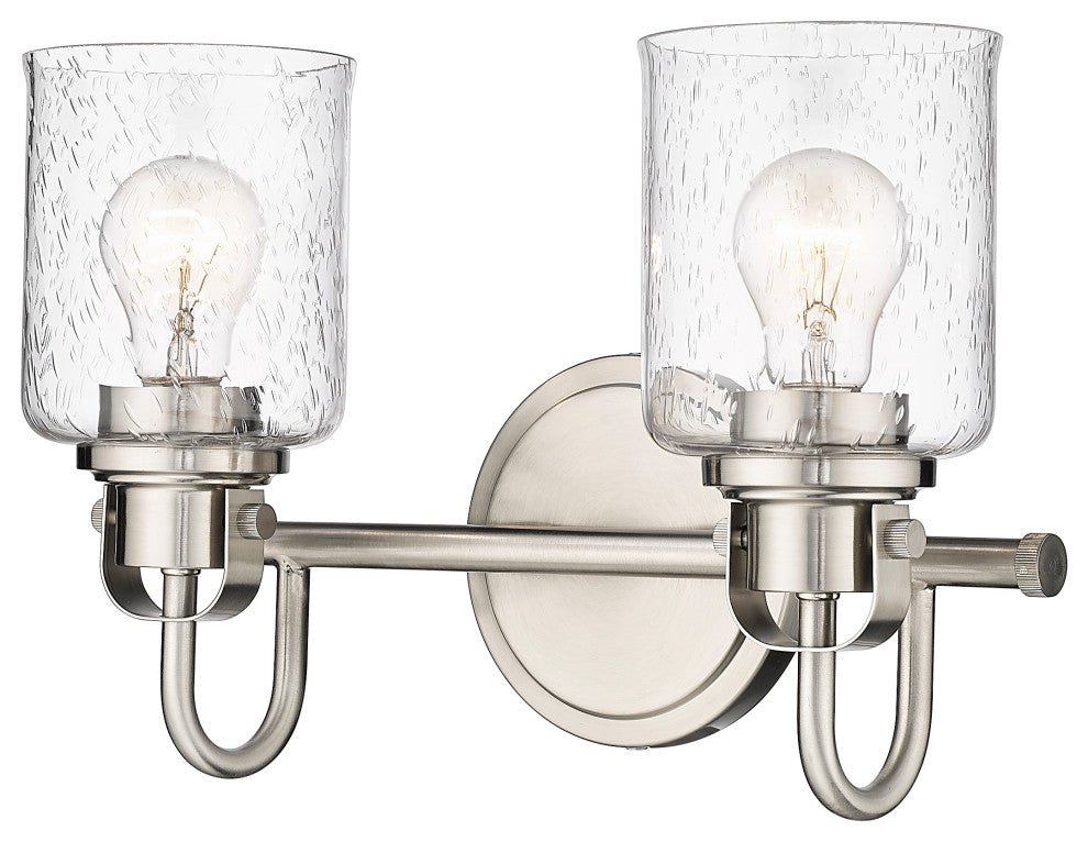 Zlite 340-2V-BN 2-Light Vanity, Clear Seeded