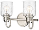 Zlite 340-2V-BN 2-Light Vanity, Clear Seeded