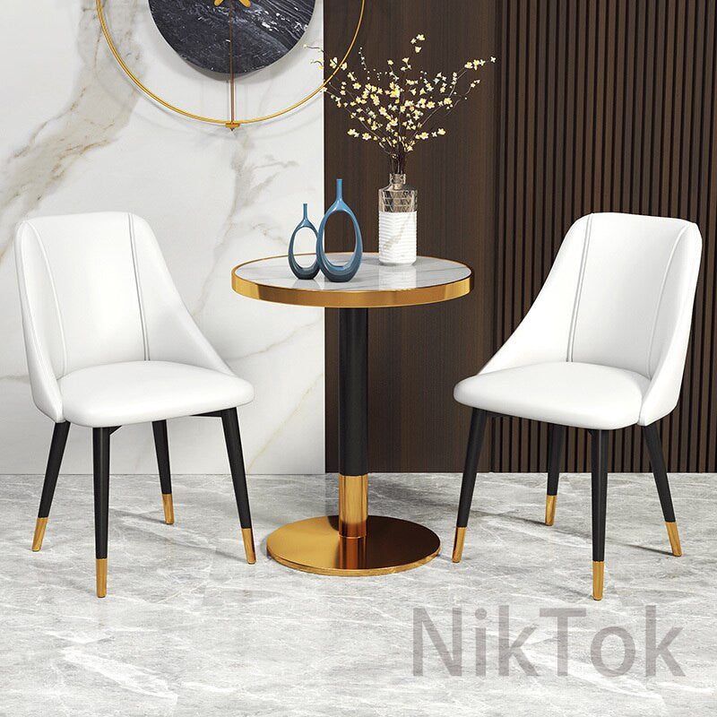 Nordic Iron Desk Stool Dining Chair, White+black Legs