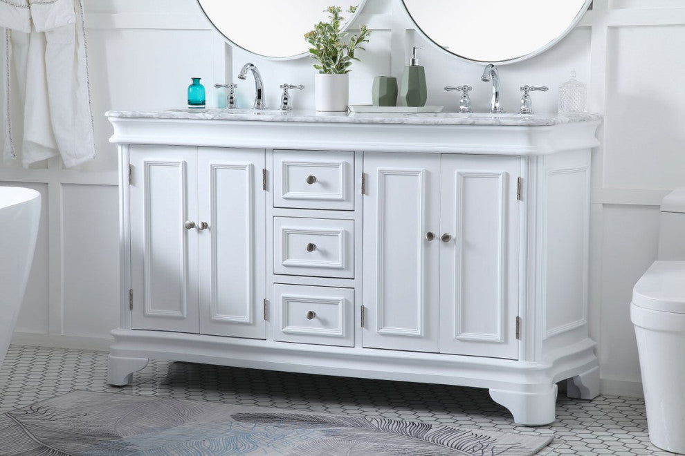 Elegant VF52060DWH 60"Double Bathroom Vanity Set, White