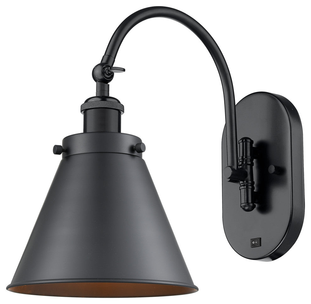 Innovations 918-1W-BK-M13-BK-LED 1 Light 8" Sconce, Matte Black
