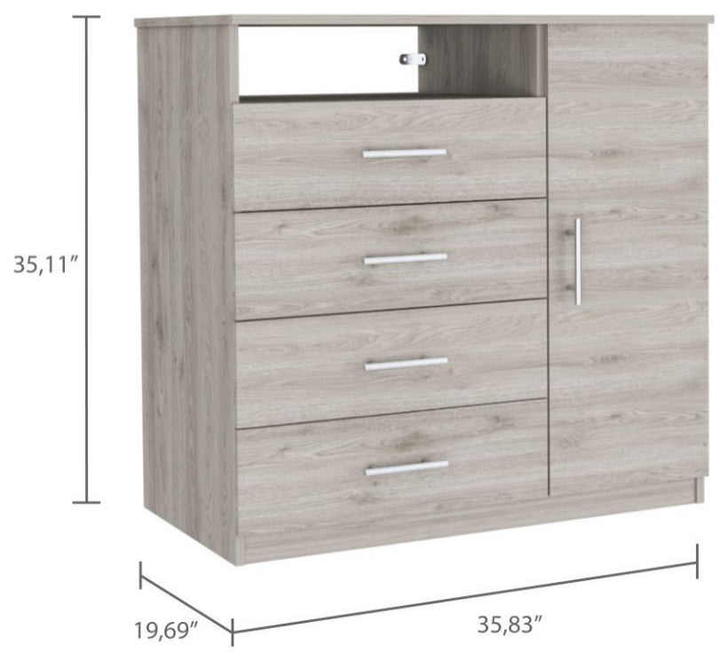 Rioja 4 Drawer Dresser, Light Gray