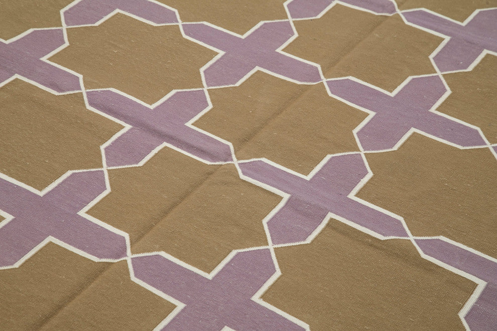 Rug N Carpet - Handmade Wool 6' 3'' x 8' 10'' Flatweave Dhurrie Kilim Rug