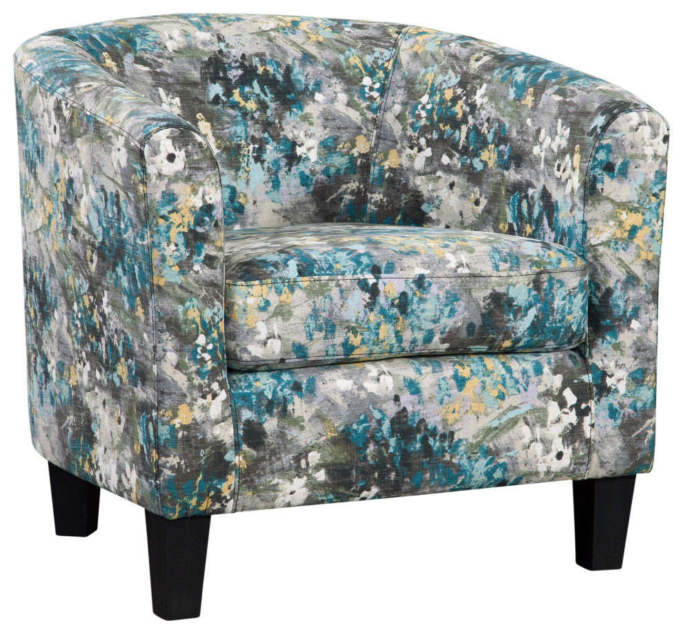 Grafton Home Enzo Upholstered Barrel Chair, Wonderland Grey and Aqua