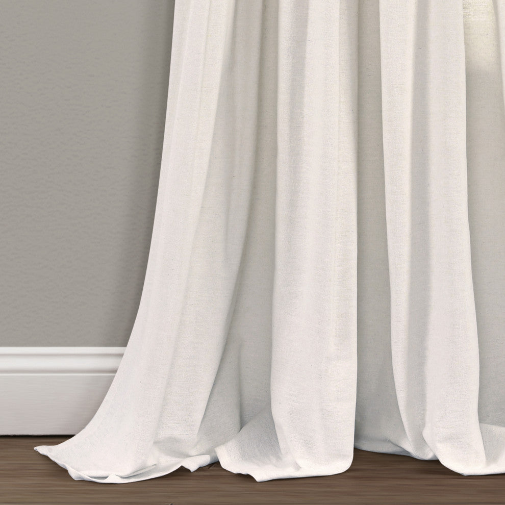 Linen Button Single Window Panel, Black/White, 95"x40"