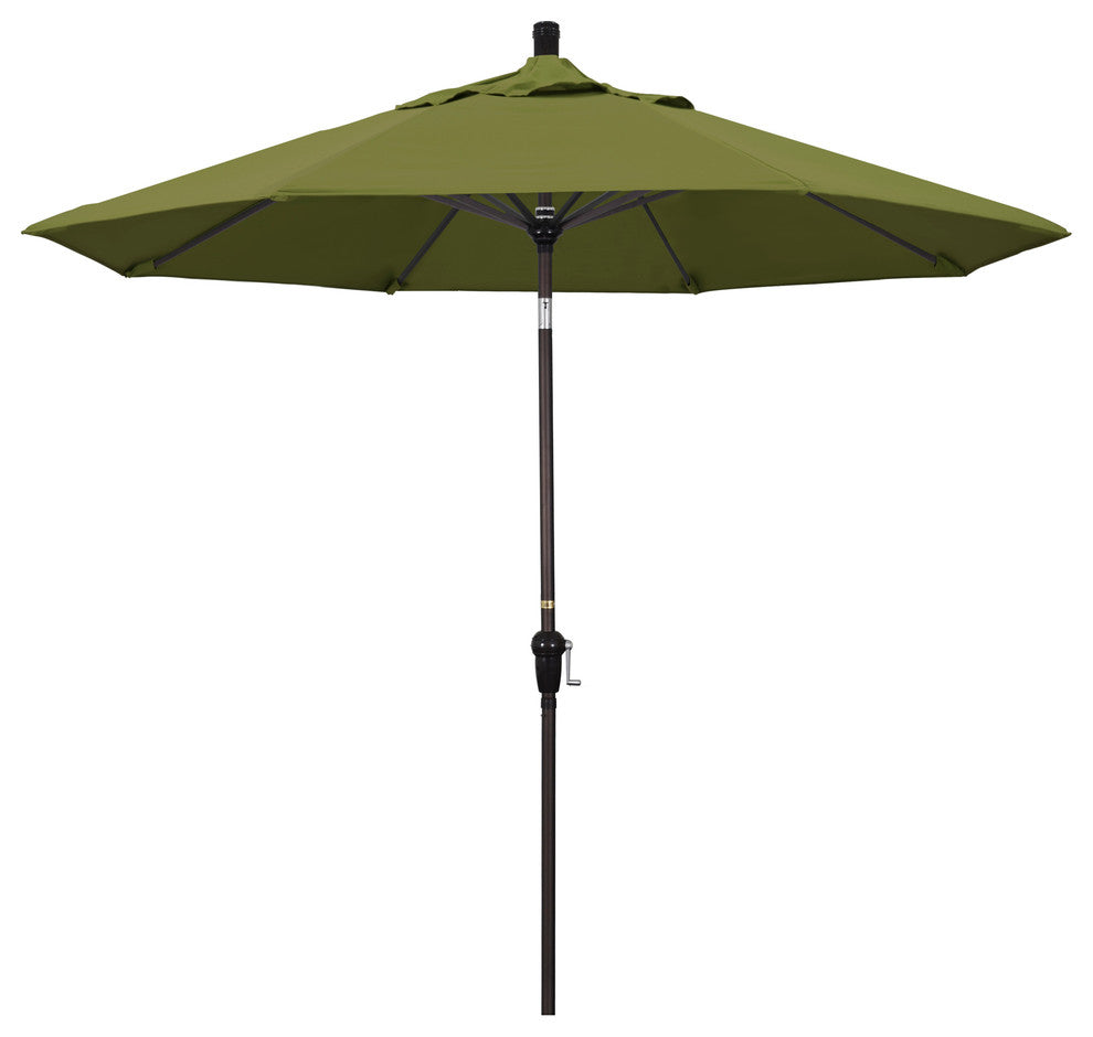 9' Bronze Auto-Tilt Crank Aluminum Umbrella, Pacifica, Palm