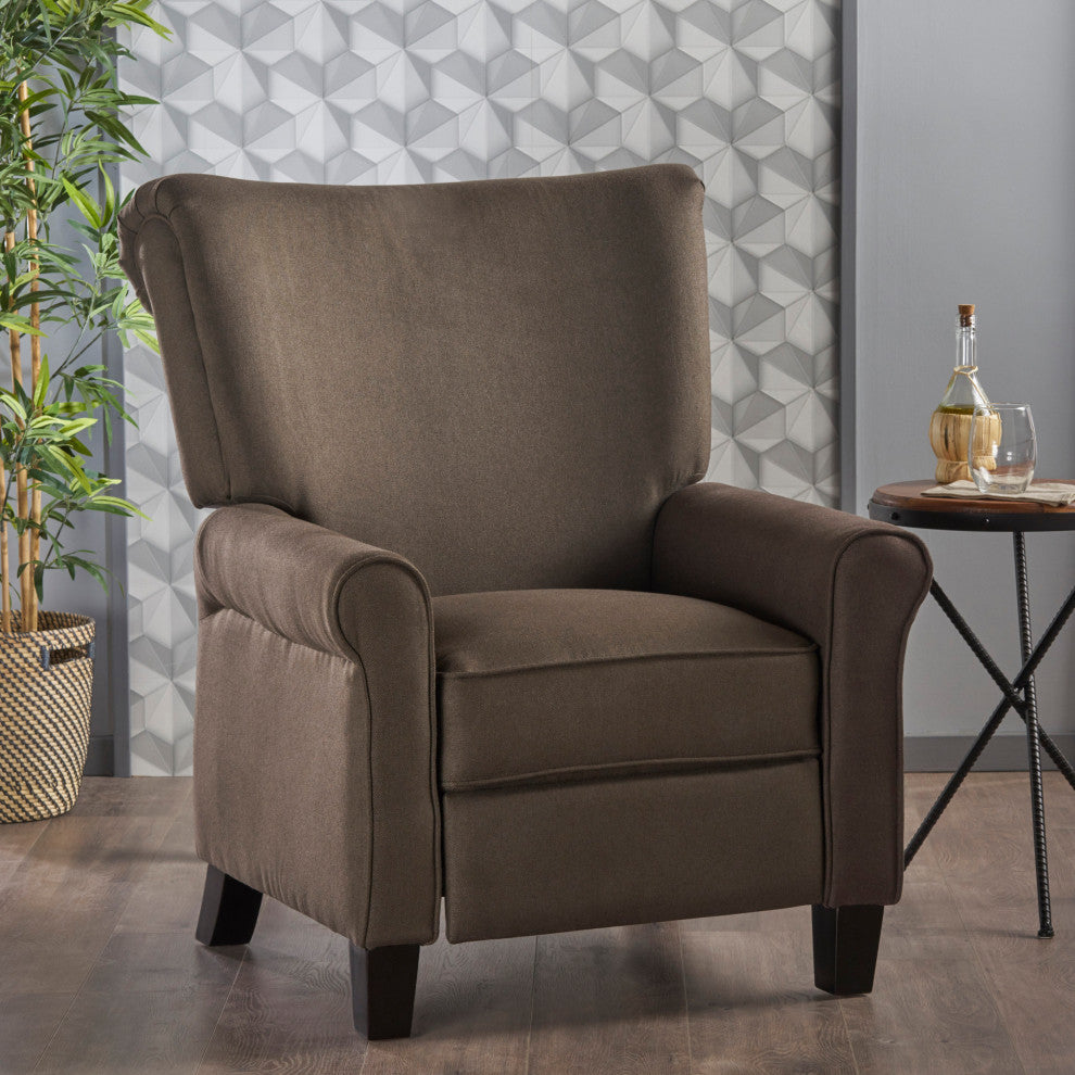 GDF Studio Thelma Traditional Fabric Recliner, Coffee