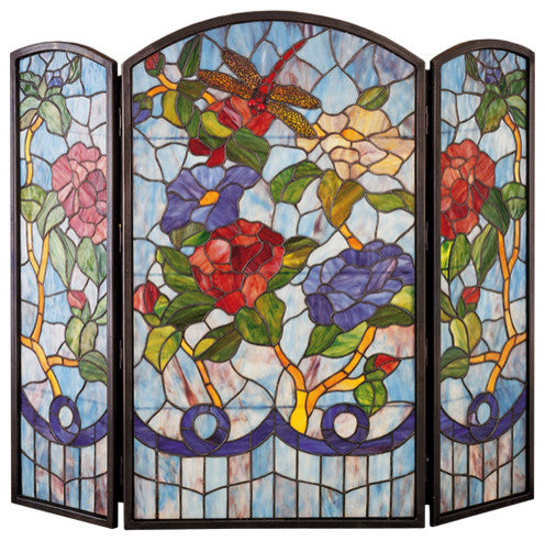 40W X 34H Dragonfly Flower Fireplace Screen