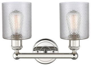 Edison Cobbleskill 2-Light 14" Vanity Light, Polished Nickel Finish, Clear Shade