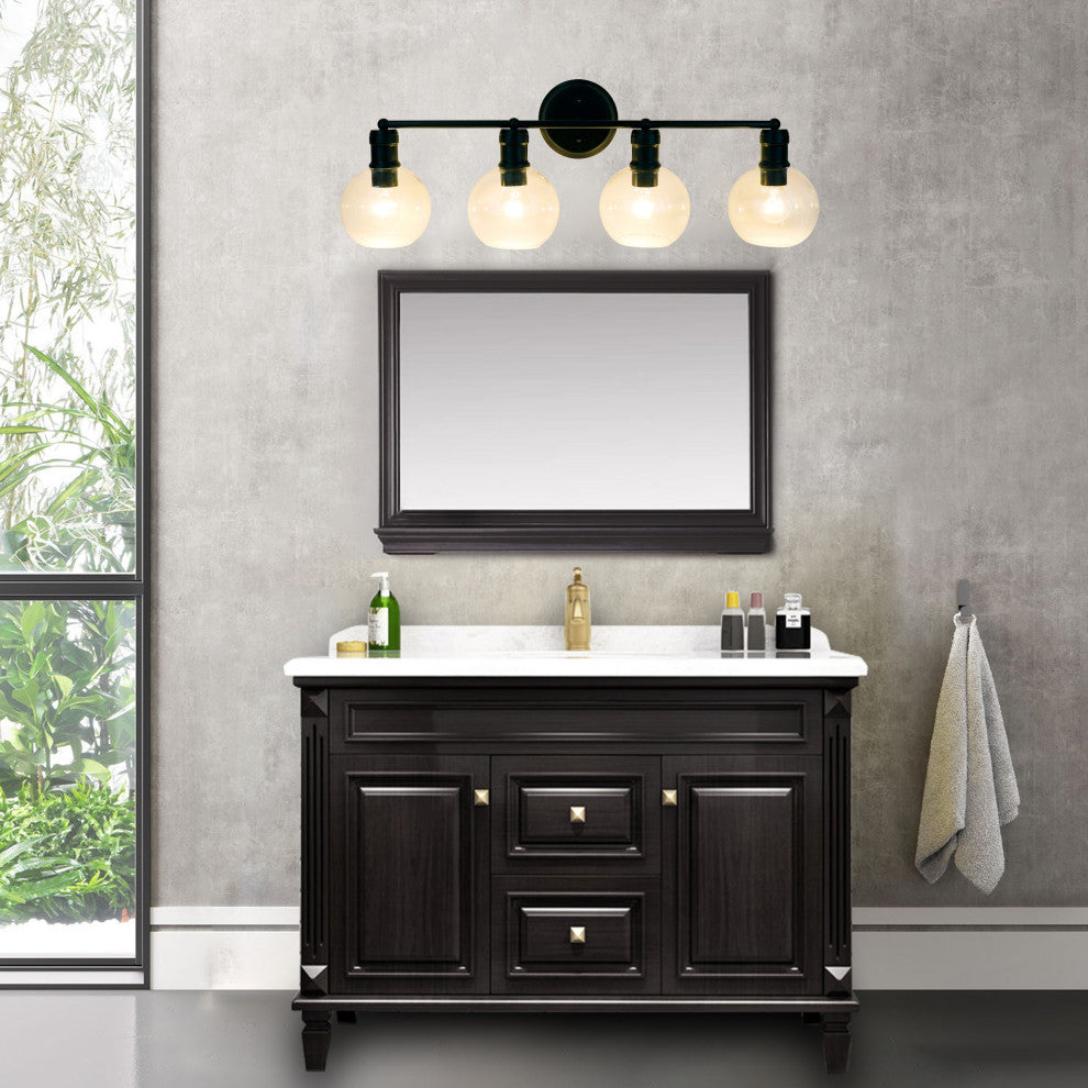 CHLOE Lighting CH6S001BK30-BL4 OXA Transitional 4 Light Black Vanity Bathlight