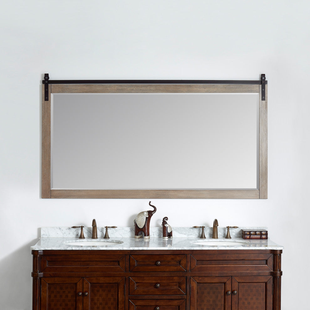 Cortes Rectangular Wall Mount Mirror, Classical Grey, 72"