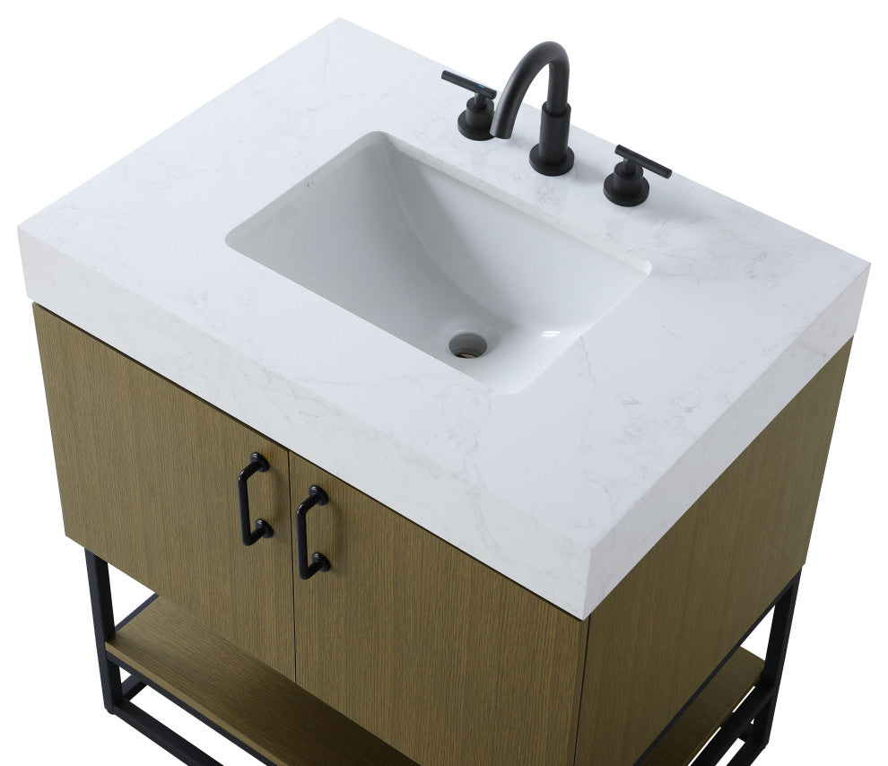 Home Living 30" Single Bathroom Vanity, Chestnut Brown