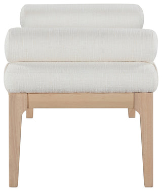 Priscilla Upholstered Bench, Cream, Linen Textured Fabric, Natural Finish