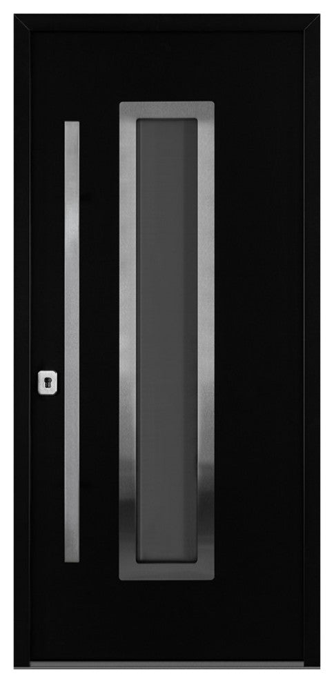 Inox S4 Gray Modern Exterior Entry Steel Door by Nova, Right Hand in-Swing