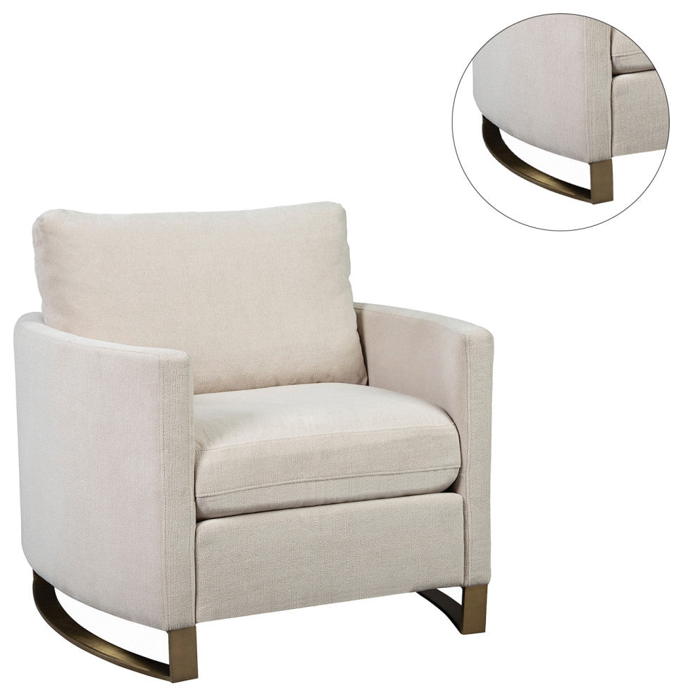 Upholstered Arched Arms Chair, Beige