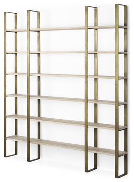 Gold Iron Framed Wooden Shelving Unit