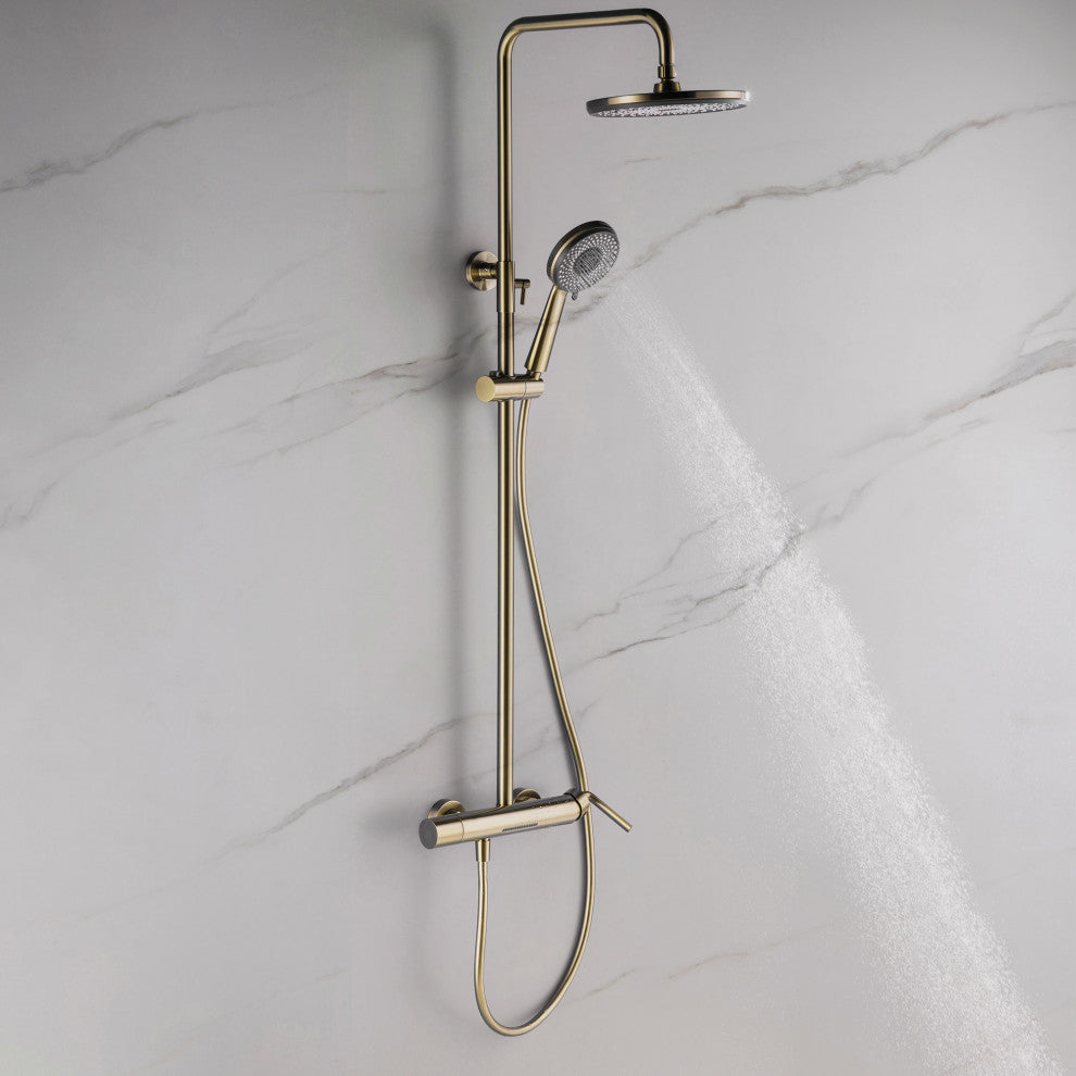 Trendy Design Multi-Function Complete Shower System With Rough-in Valve, Brushed