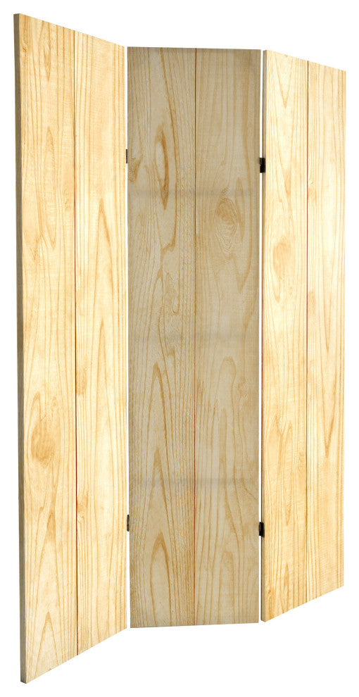 6' Tall Double Sided Wood Grain Canvas Room Divider