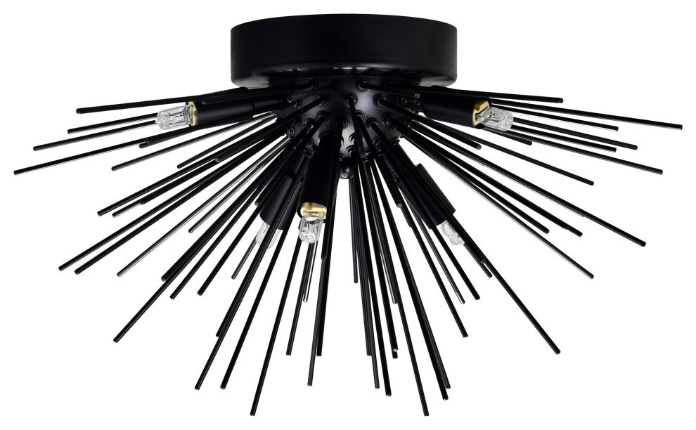 Savannah 6 Light Flush Mount With Black Finish