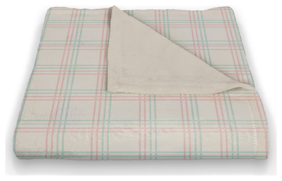 Pink Blue Grid  50x60 Coral Fleece Blanket