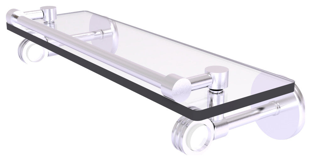 Clearview 16" Gallery Rail Glass Shelf with Dotted Accents, Satin Chrome