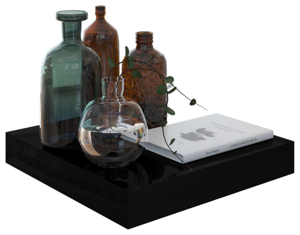 vidaXL Wall Shelves Floating Shelves Display Shelves 2 Pcs High Gloss Black