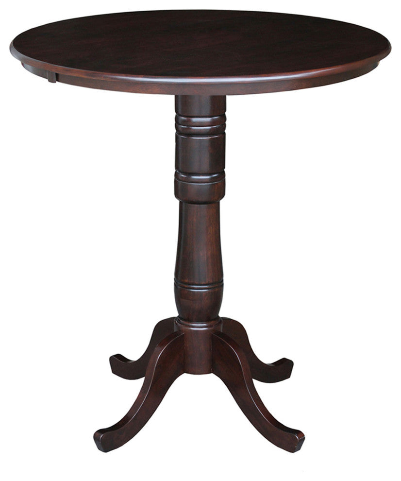 36" Round Top Pedestal Table, Rich Mocha