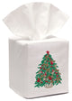Linen Tissue Box Cover, Christmas Tree