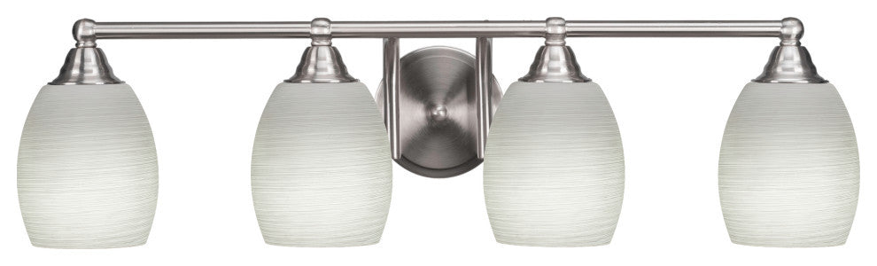 Paramount 4-Light Bath Bar, Brushed Nickel, 5" White Linen Glass