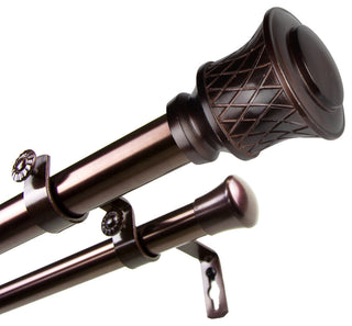 Alina 1" Double Curtain Rod, Bronze, 66-120"