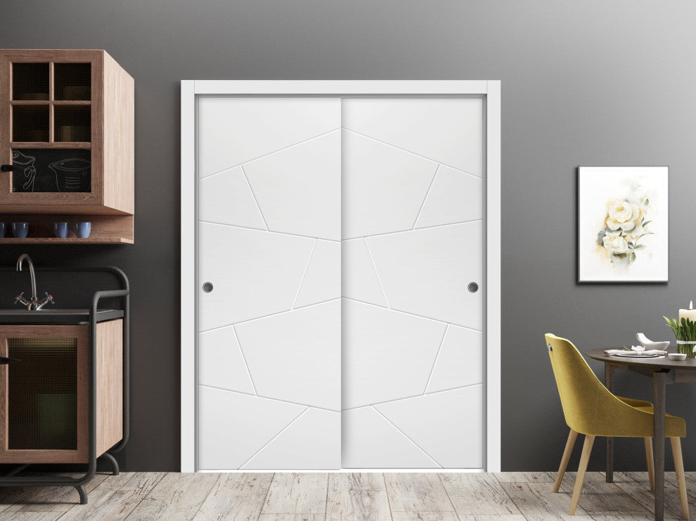 Sliding Closet Bypass Doors 72 x 84 | Planum 0990 Painted White