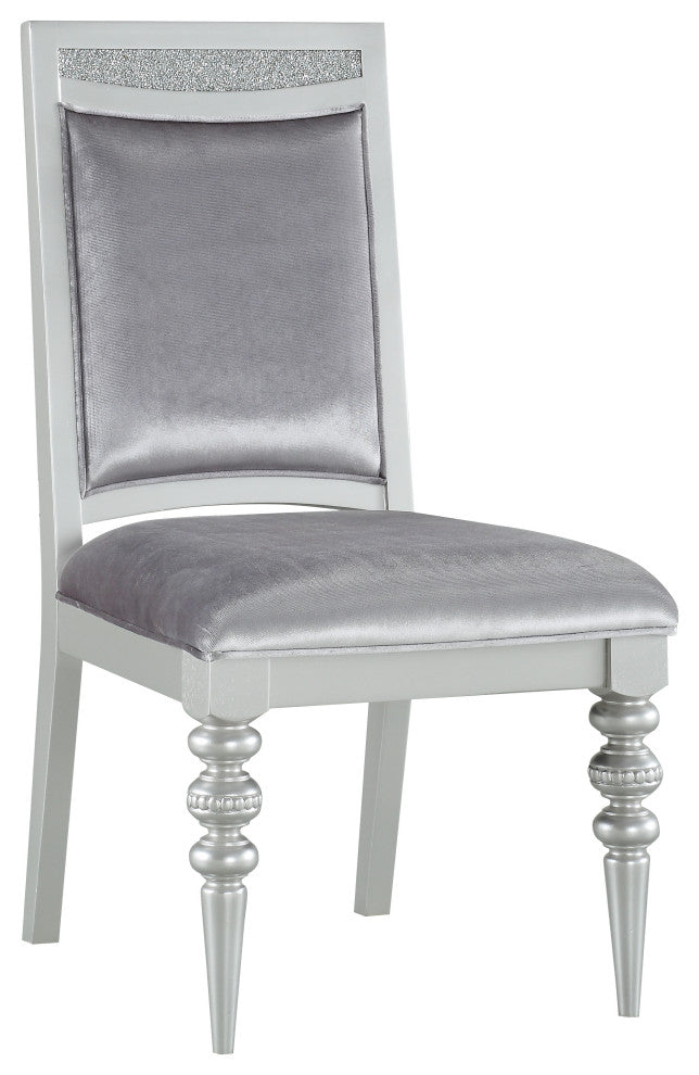 ACME Maverick Side Chair, Set-2, Fabric and Platinum