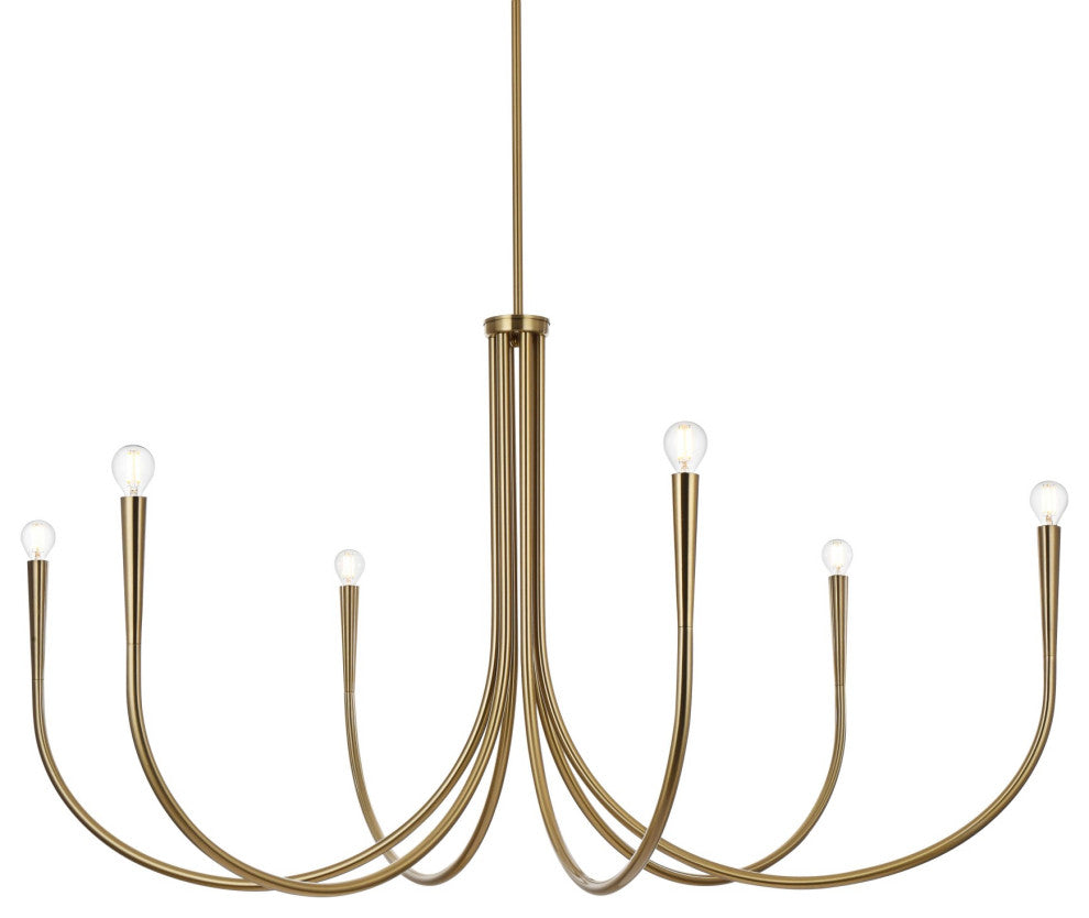 Elegant Lighting LD722D50 Layne 6 Light 50"W Taper Candle Style - Gold