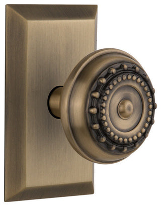 Studio Plate Privacy Meadows Door Knob, Antique Brass