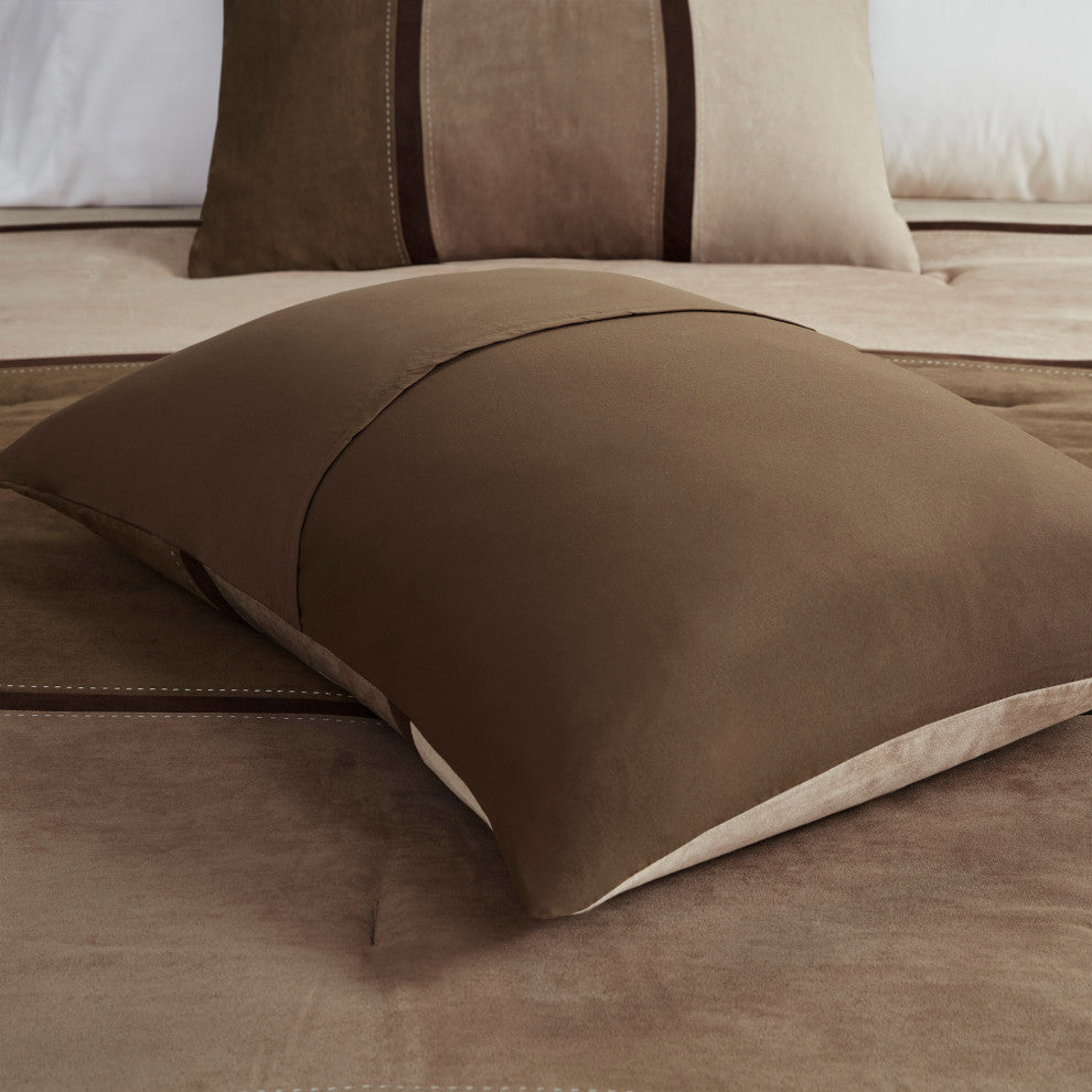 Madison Park Palisades Palizzate Suede 7-Piece Comforter Set, Black, Brown, King