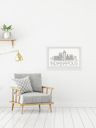 "Indianapolis Skyline" Framed Painting Print, 36x24