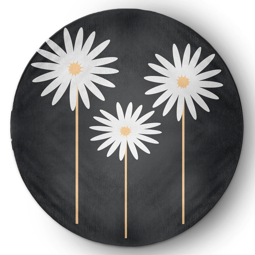 Floral Print Spring Chenille Rug, Pepper, 5' Round