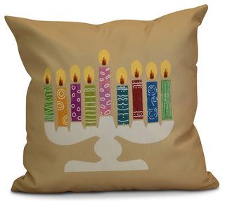 Decorative Holiday Pillow Geometric, Taupe, 16"x16"