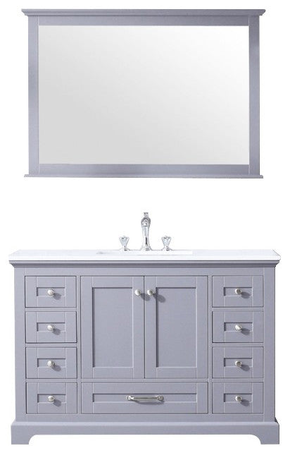 Dukes 48" Dark Grey Single Square Sink Vanity with Quartz Top, With Mirror and F
