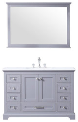 Dukes 48" Dark Grey Single Square Sink Vanity with Quartz Top, With Mirror and F