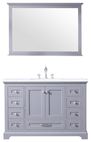 Dukes 48" Dark Grey Single Square Sink Vanity with Quartz Top, With Mirror and F