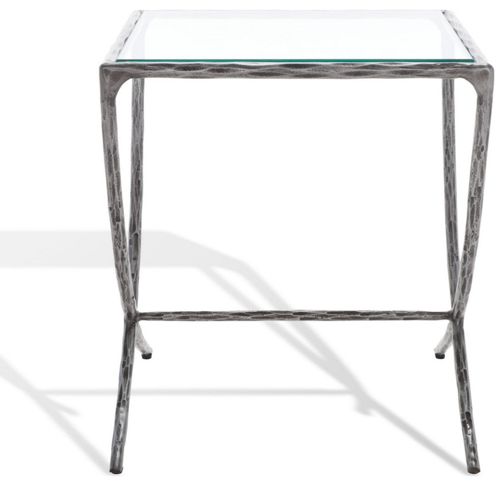Safavieh Couture Debbie Square Metal Accent Table, Silver