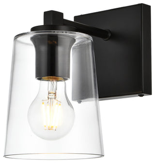 1 Light Black And Clear Bath Sconce