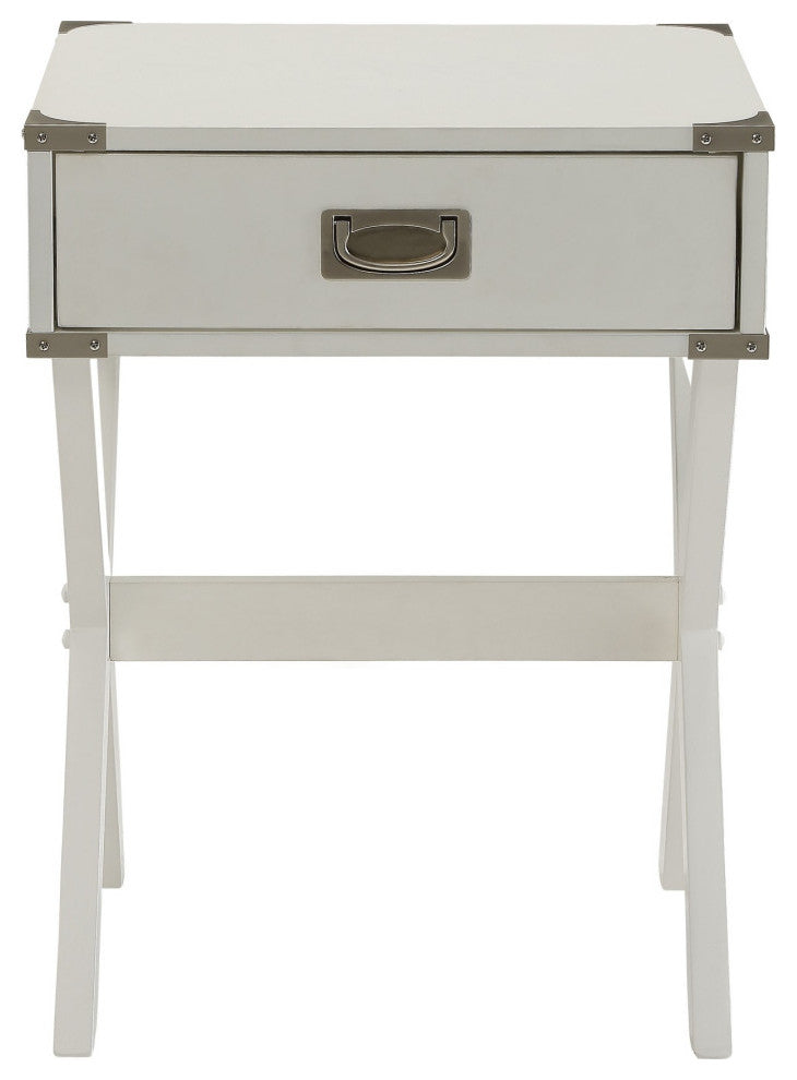Modern White X Shape Wooden Storage End Table