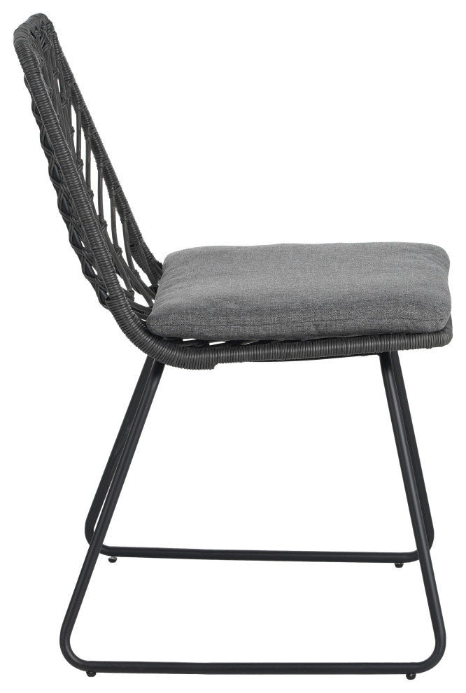 Azlee Outdoor Wicker Dining Chairs With Cushions, Set of 2, Gray
